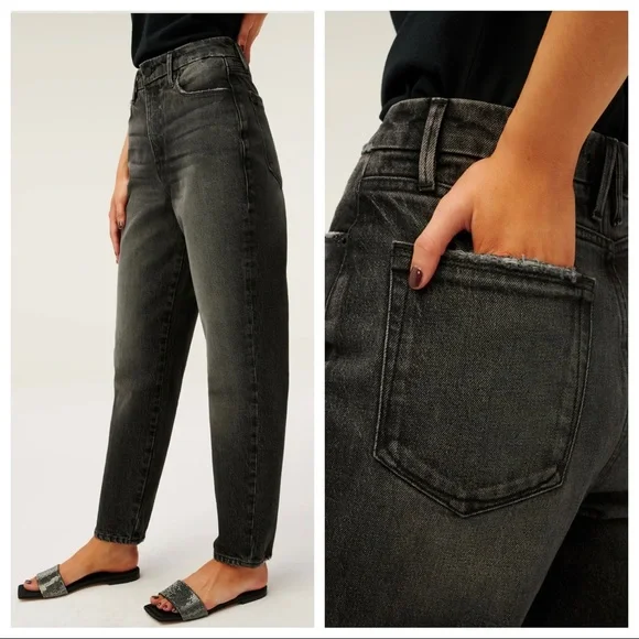 NWT Good American Good Mom Jeans in Black - Picture 2 of 7